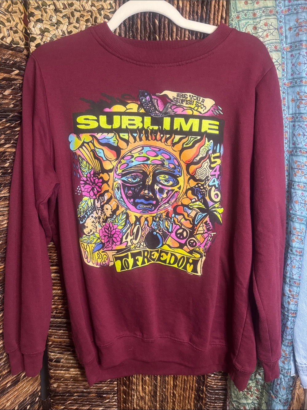 Sublime Graphic Crewneck Sweater — Burgundy